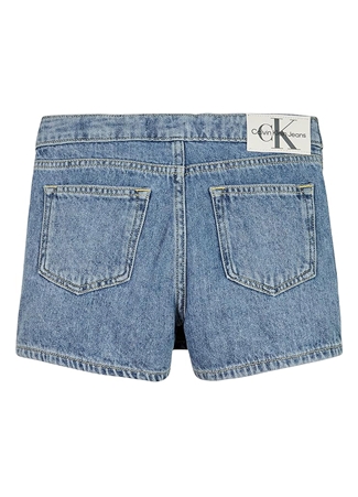 Calvin Klein Normal Bel Normal Mavi Kadın Şort MID MARBLE BLUE LW DENIM SKORT_1