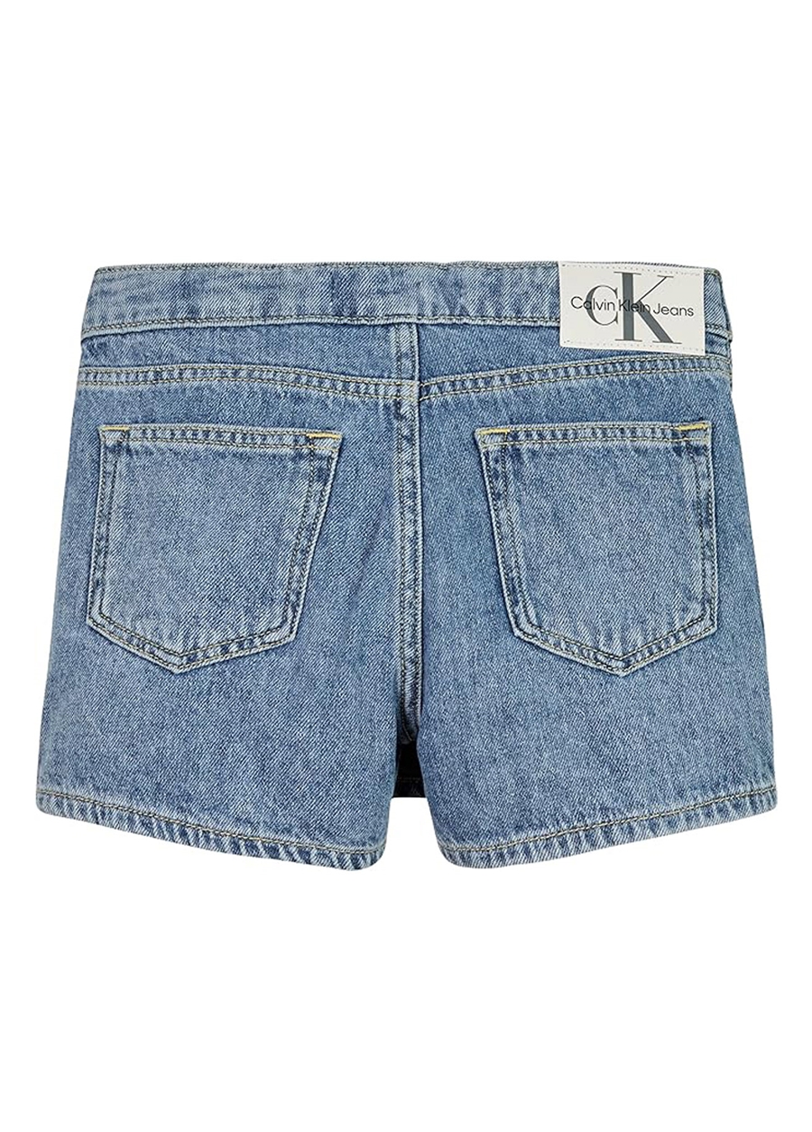 Calvin Klein Normal Bel Normal Mavi Kadın Şort MID MARBLE BLUE LW DENIM SKORT_1