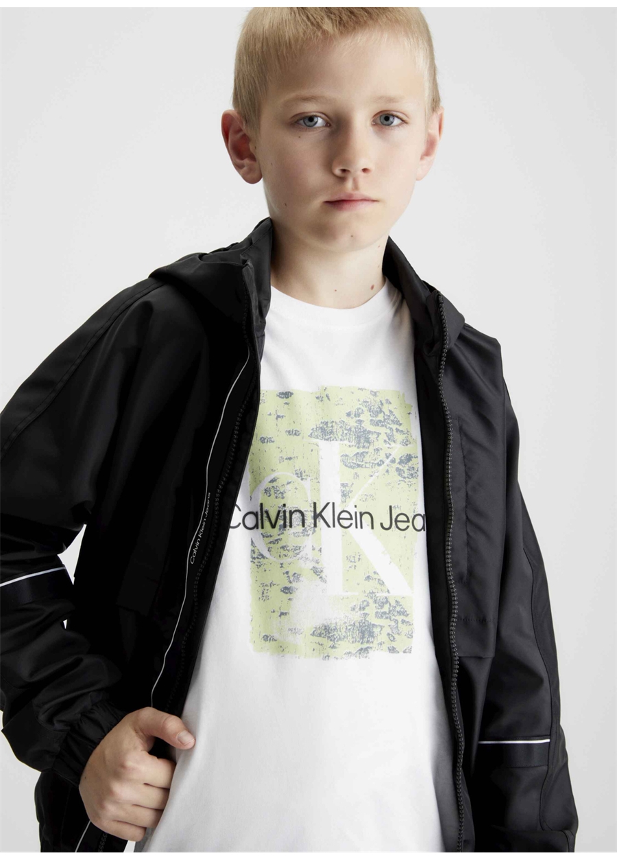Calvin Klein Baskılı Beyaz Erkek T-Shirt SECOND SKIN PRINT SS T-SHIRT