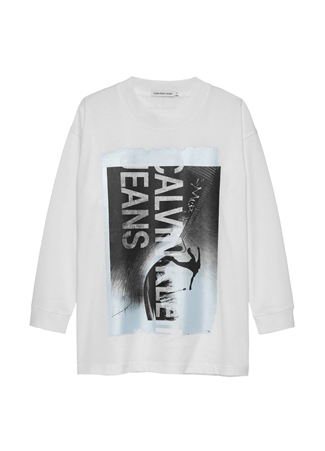 Calvin Klein Baskılı Beyaz Erkek T-Shirt JERSEY PHOTOGRAPH LS T-SHIRT_0