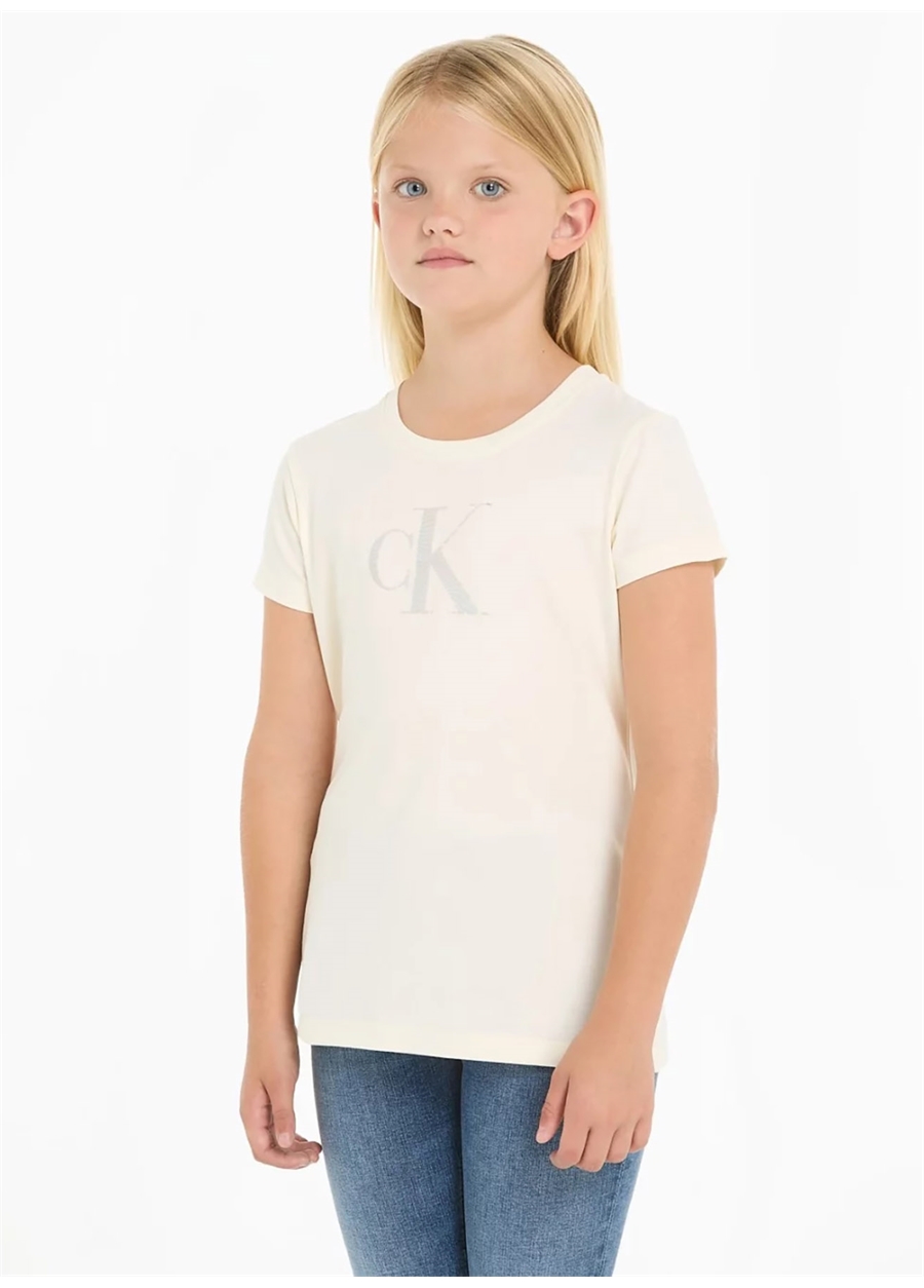 Calvin Klein Siyah Kadın T-Shirt IRIDESCENT CK LG SLIM SS T-SHIRT_0