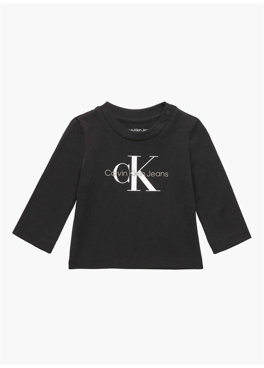 Calvin Klein Siyah Unisex T-Shirt MONOGRAM LS T-SHIRT