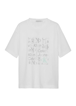 Calvin Klein Baskılı Beyaz Erkek T-Shirt INST. CK AOP PLACED BOX T-SHIRT_0