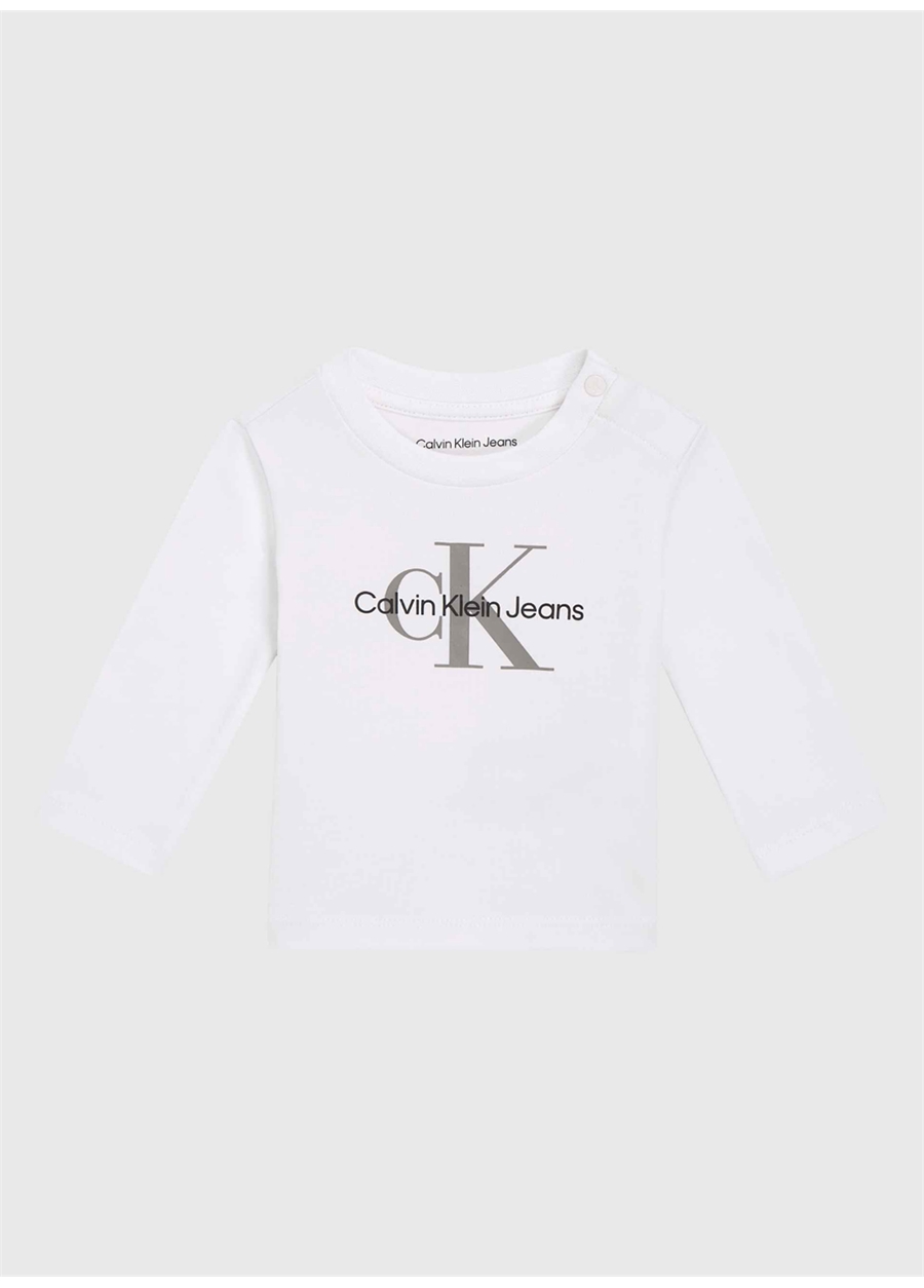 Calvin Klein Beyaz Bebek T-Shirt MONOGRAM LS T-SHIRT