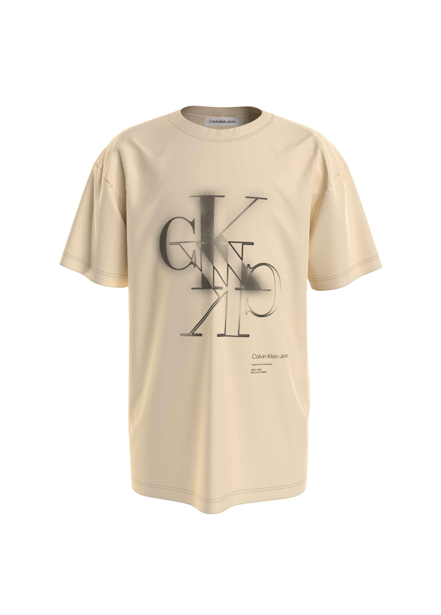 Calvin Klein Bej Kız Çocuk T-Shirt SPRAY CK MONOGRAM SS T-SHIRT