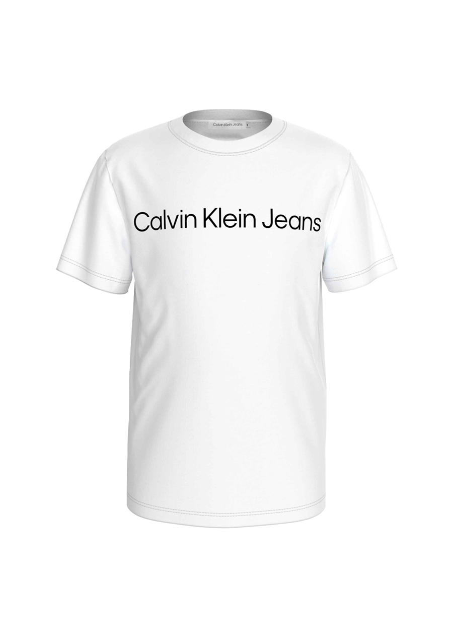 Calvin Klein Beyaz Kız Çocuk Bisiklet Yaka T-Shirt INST. LOGO SS T-SHIRT