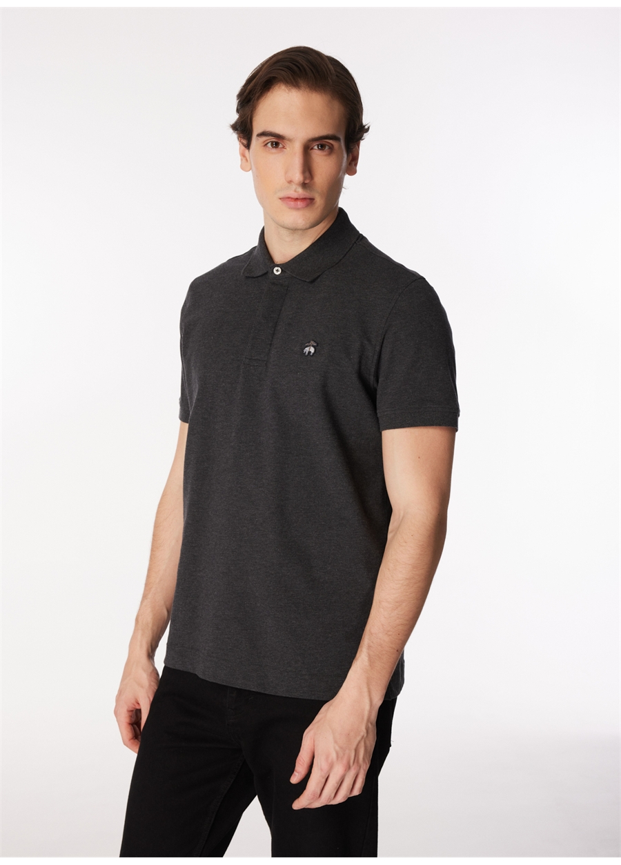 Brooks Brothers Polo Yaka Antrasit Erkek T-Shirt BBSP23MTS019_1