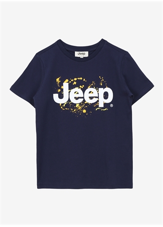 Jeep Lacivert Erkek Çocuk Bisiklet Yaka Relaxed Baskılı T-Shirt C4SB-TST4099_0