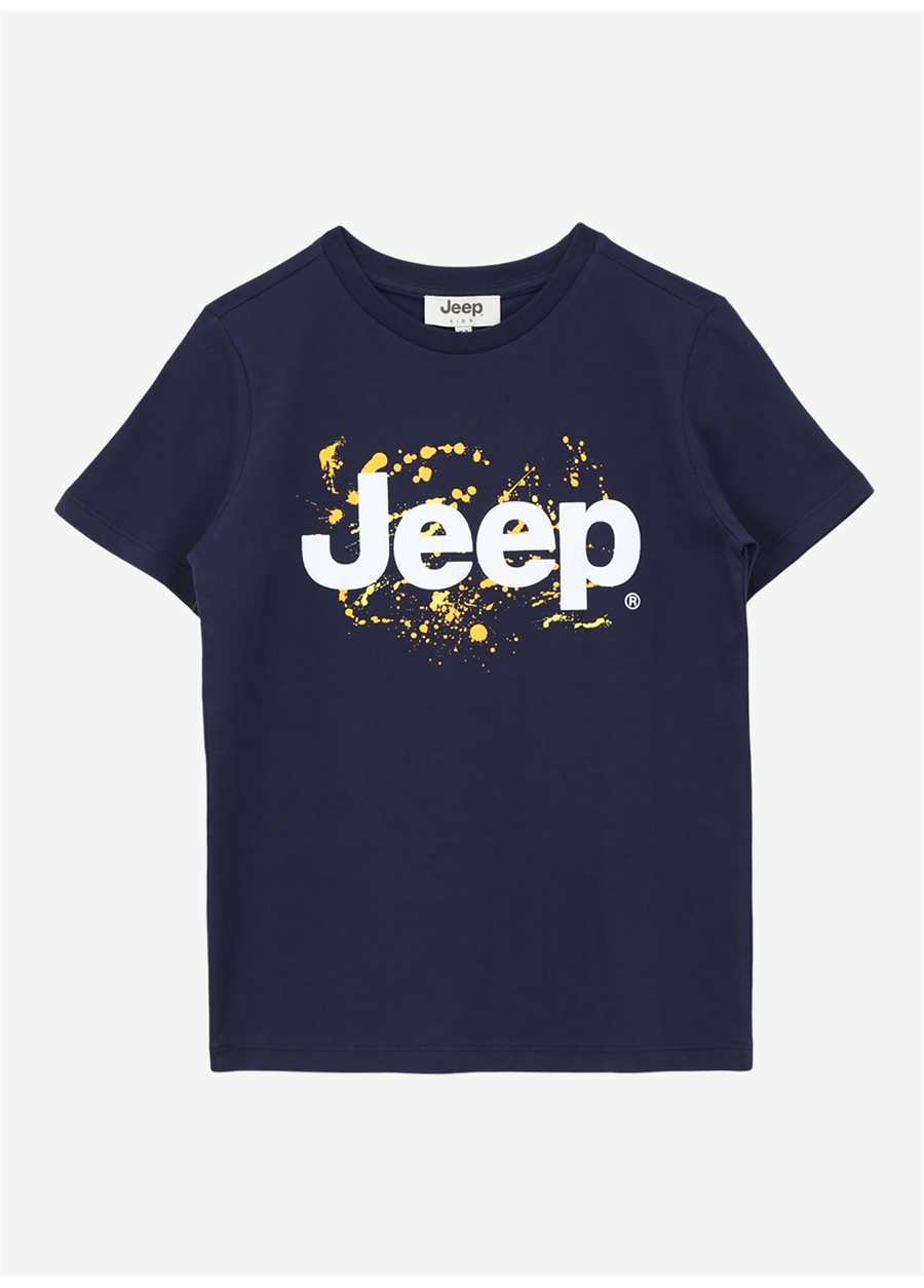 Jeep Lacivert Erkek Çocuk Bisiklet Yaka Relaxed Baskılı T-Shirt C4SB-TST4099