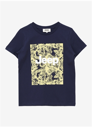 Jeep Lacivert Erkek Çocuk Bisiklet Yaka Relaxed Baskılı T-Shirt C4SB-TST4102_0