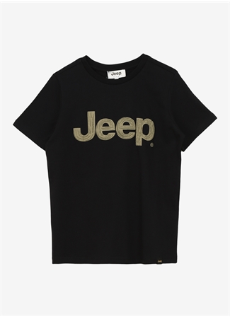 Jeep Siyah Erkek Çocuk Bisiklet Yaka Oversized Baskılı T-Shirt C4SB-TST4035_0