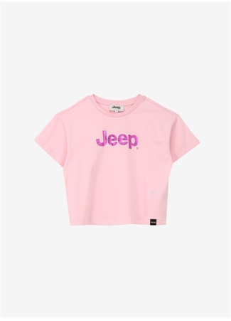 Jeep Pembe Kız Çocuk Bisiklet Yaka Crop Top Baskılı T-Shirt C4SG-TST7029_0