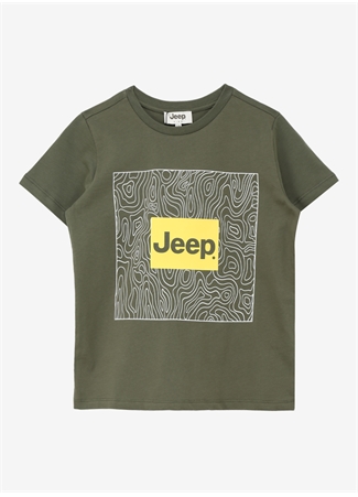 Jeep Haki Erkek Çocuk Bisiklet Yaka Relaxed Baskılı T-Shirt C4SB-TST4091