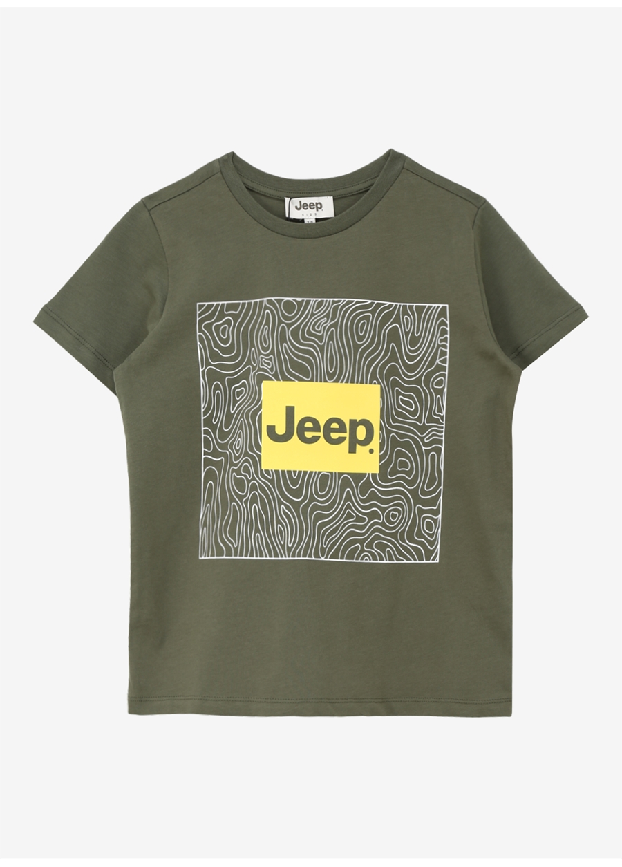 Jeep Haki Erkek Çocuk Bisiklet Yaka Relaxed Baskılı T-Shirt C4SB-TST4091_0