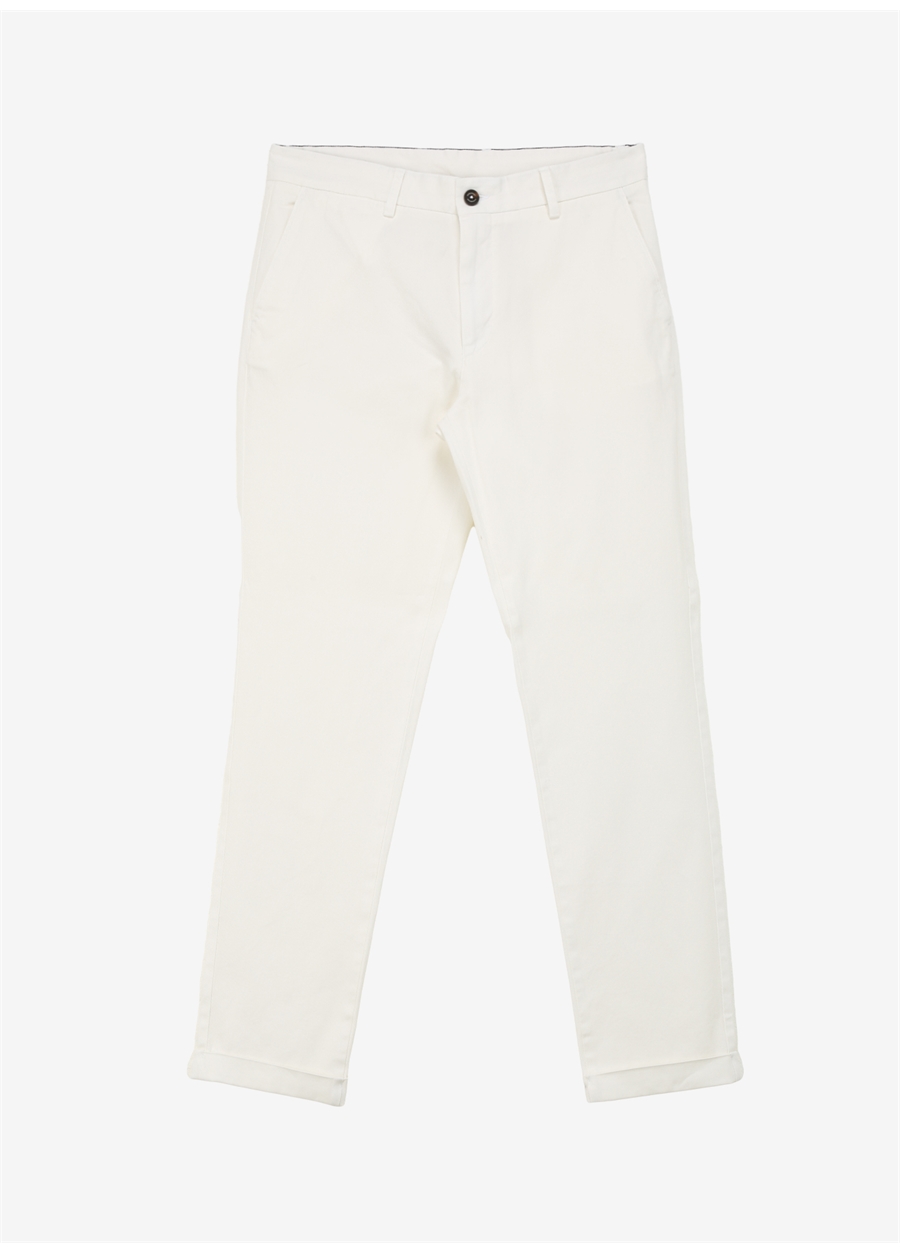 Brooks Brothers Normal Bel Duble Paça Standart Kırık Beyaz Erkek Pantolon BBSS24MPT012