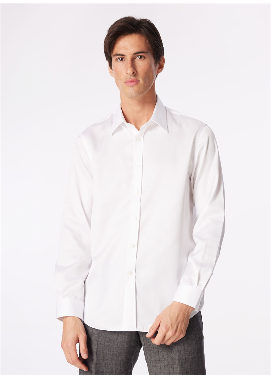 Brooks Brothers Slim Fit Klasik Yaka Beyaz Erkek Gömlek BBSS24MSH029