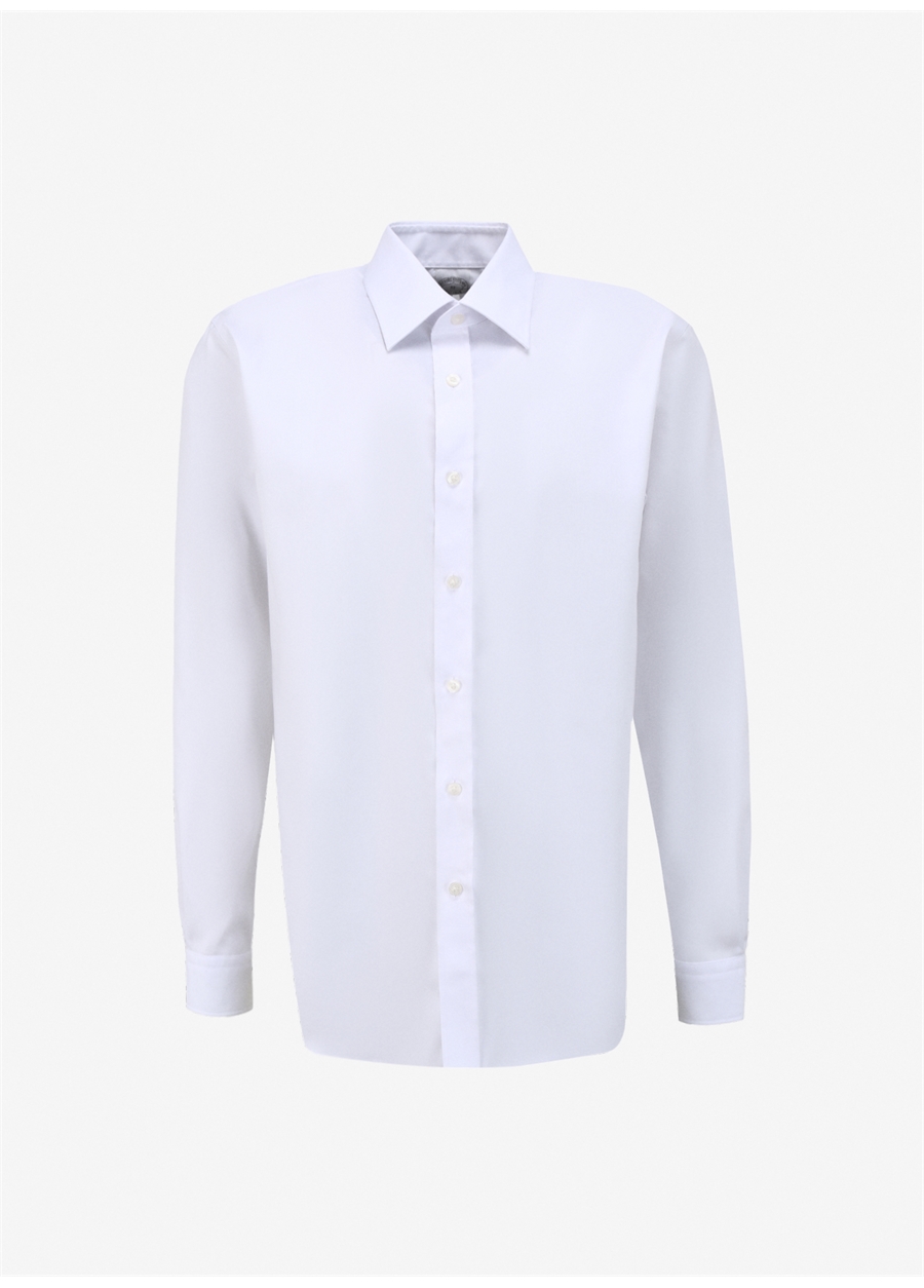 Brooks Brothers Regular Fit Klasik Yaka Beyaz Erkek Gömlek BBSS24MSH056