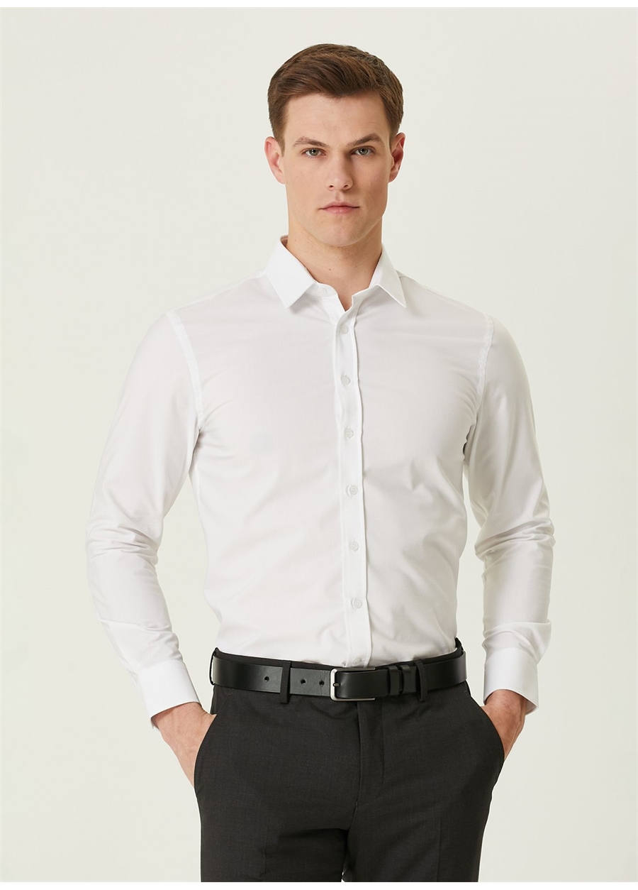 Network Slim Fit Gömlek Yaka Beyaz Erkek Gömlek 1090671_0