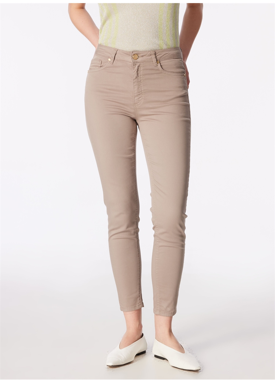 Network Normal Bel Skinny Fit Bej Kadın Pantolon 1091194_2