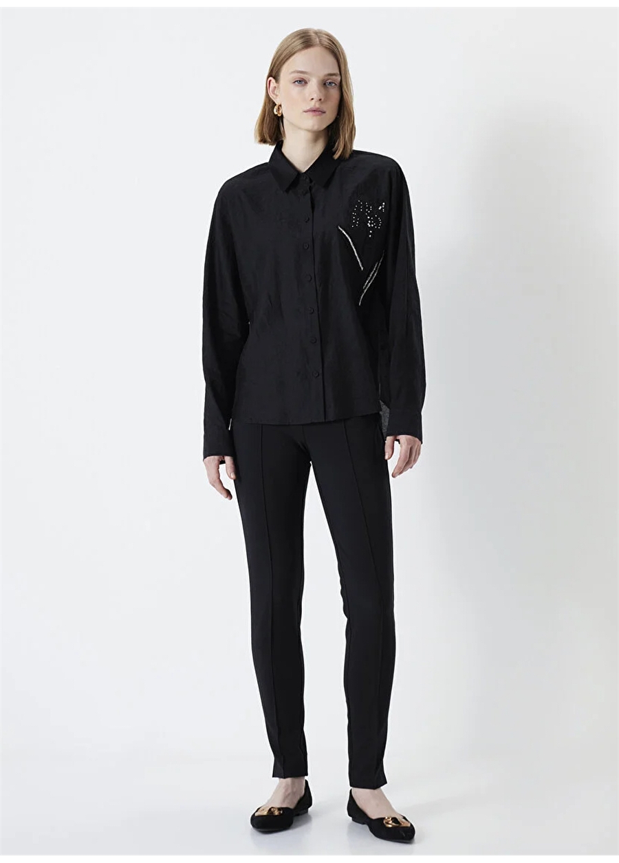 İpekyol Normal Gömlek Yaka Siyah Kadın Gömlek IS1240025110001