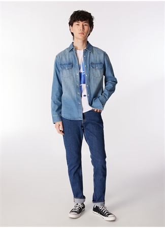 Lee Cooper WOLKER MELORA DB LIG Slim Fit Erkek Denim Gömlek 242 LCM 141002_1