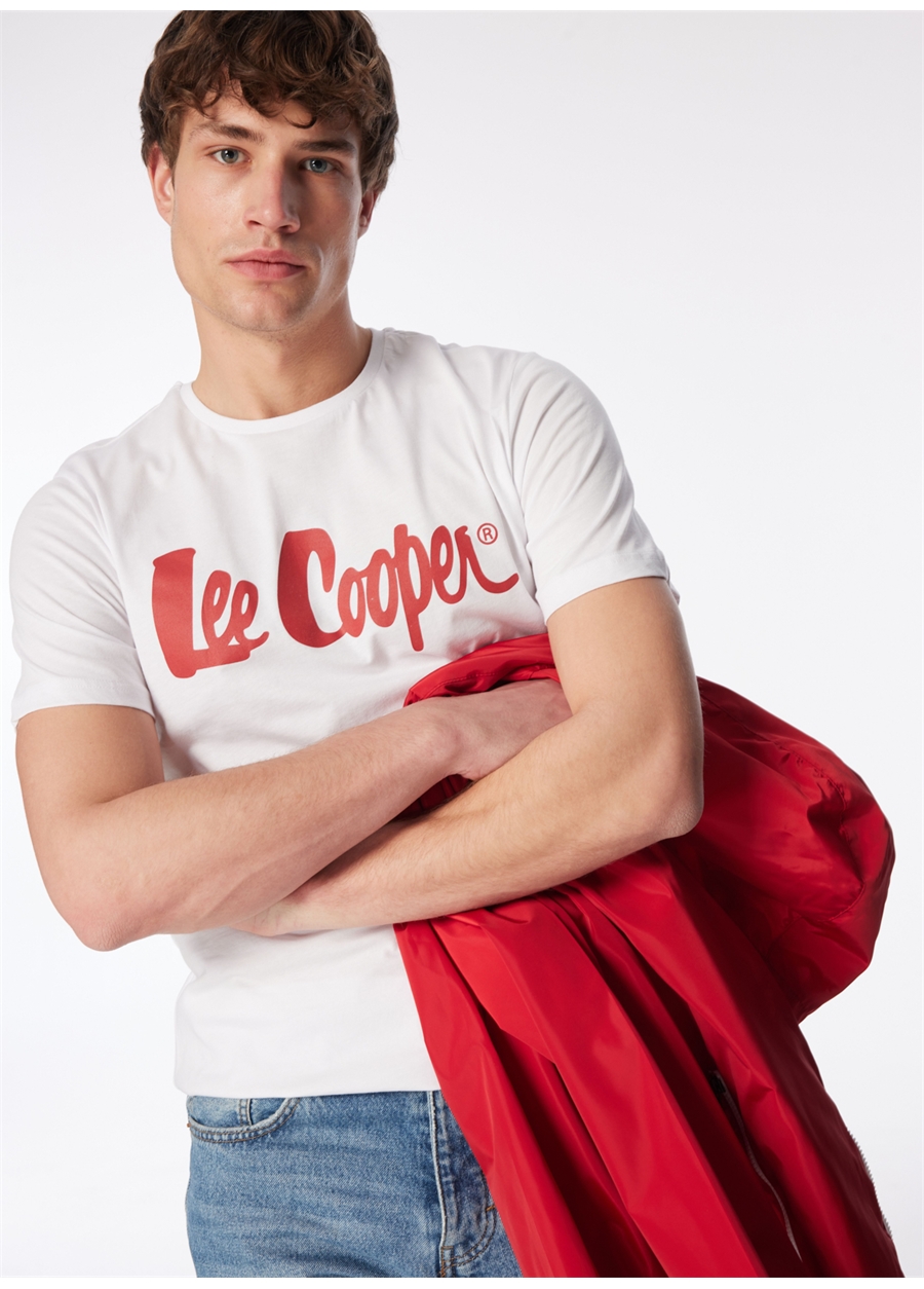 Lee Cooper Yuvarlak Yaka Beyaz Erkek T-Shirt 242 LCM 242017 LONDONLOGO BEYAZ-K