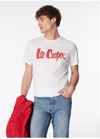 Lee Cooper Yuvarlak Yaka Beyaz Erkek T-Shirt 242 LCM 242017 LONDONLOGO BEYAZ-K_1