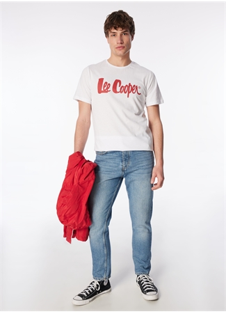 Lee Cooper Yuvarlak Yaka Beyaz Erkek T-Shirt 242 LCM 242017 LONDONLOGO BEYAZ-K_2