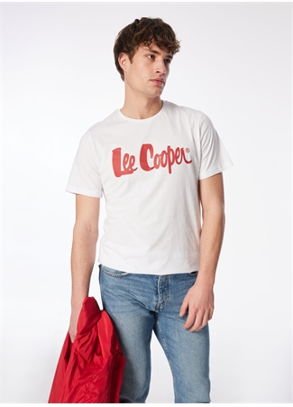 Lee Cooper Yuvarlak Yaka Beyaz Erkek T-Shirt 242 LCM 242017 LONDONLOGO BEYAZ-K_3