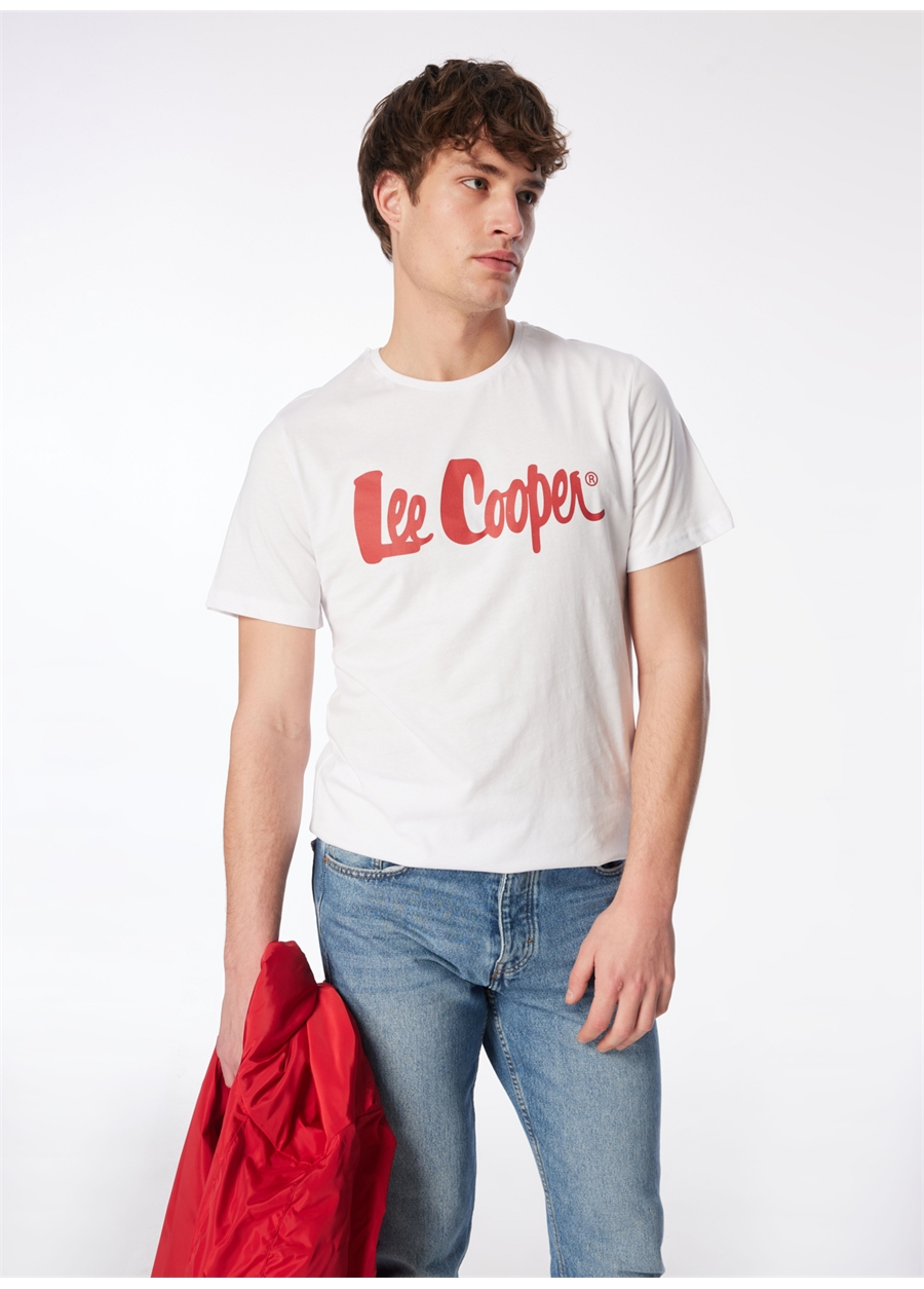 Lee Cooper Yuvarlak Yaka Beyaz Erkek T-Shirt 242 LCM 242017 LONDONLOGO BEYAZ-K_3