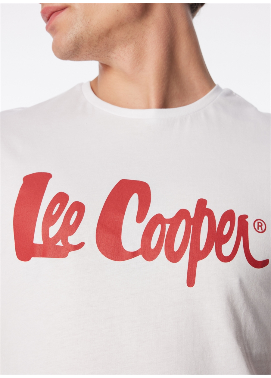 Lee Cooper Yuvarlak Yaka Beyaz Erkek T-Shirt 242 LCM 242017 LONDONLOGO BEYAZ-K_4