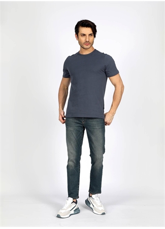 Lee Cooper Yuvarlak Yaka İndigo Erkek T-Shirt 242 LCM 242010 MARELO İNDİGO_0