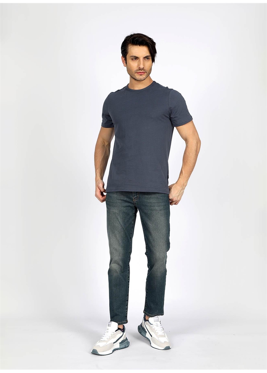 Lee Cooper Yuvarlak Yaka İndigo Erkek T-Shirt 242 LCM 242010 MARELO İNDİGO_0