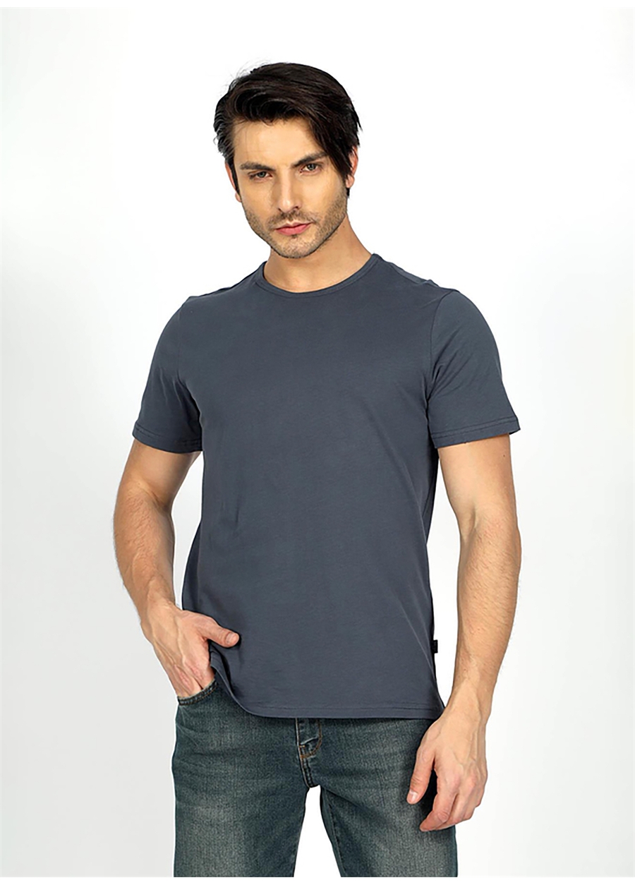 Lee Cooper Yuvarlak Yaka İndigo Erkek T-Shirt 242 LCM 242010 MARELO İNDİGO_1