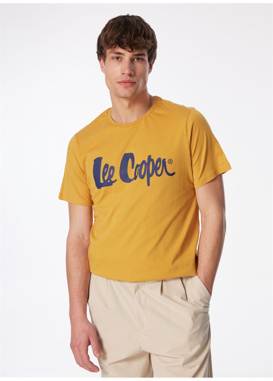 Lee Cooper Yuvarlak Yaka Sarı Erkek T-Shirt 242 LCM 242017 LONDONLOGO SAFRAN