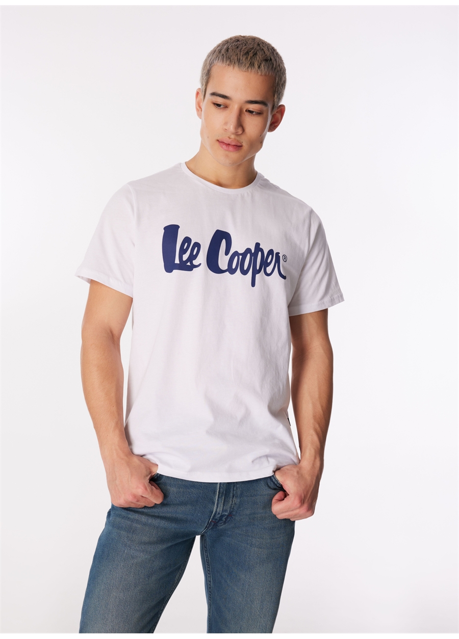 Lee Cooper Yuvarlak Yaka Beyaz Erkek T-Shirt 242 LCM 242017 LONDONLOGO BEYAZ-L
