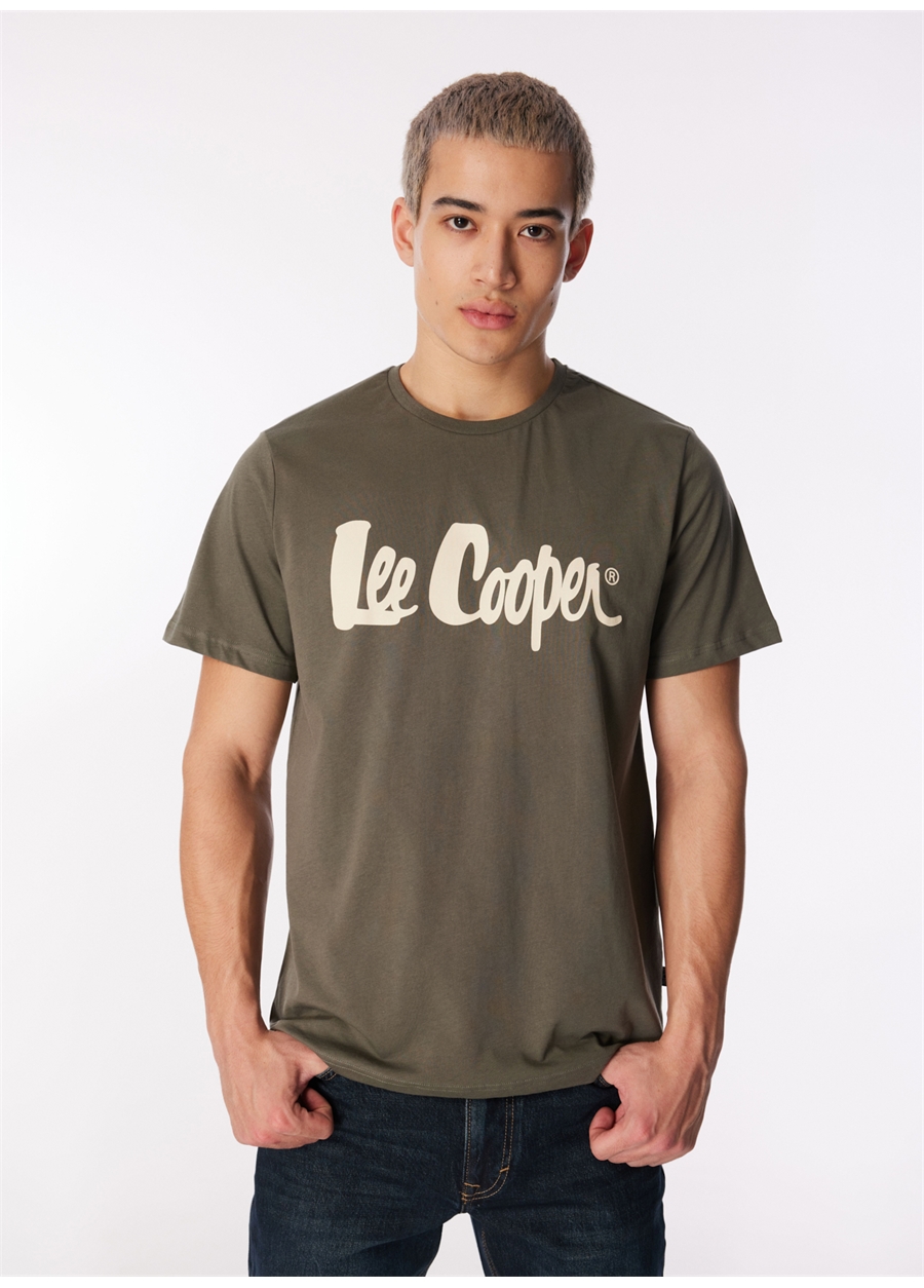 Lee Cooper Yuvarlak Yaka Haki Erkek T-Shirt 242 LCM 242017 LONDONLOGO HAKİ