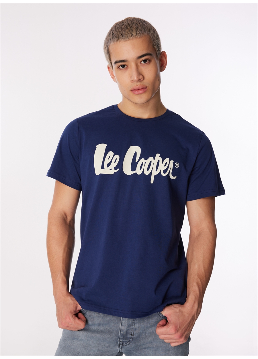 Lee Cooper Yuvarlak Yaka Lacivert Erkek T-Shirt 242 LCM 242017 LONDONLOGO LACİVERT