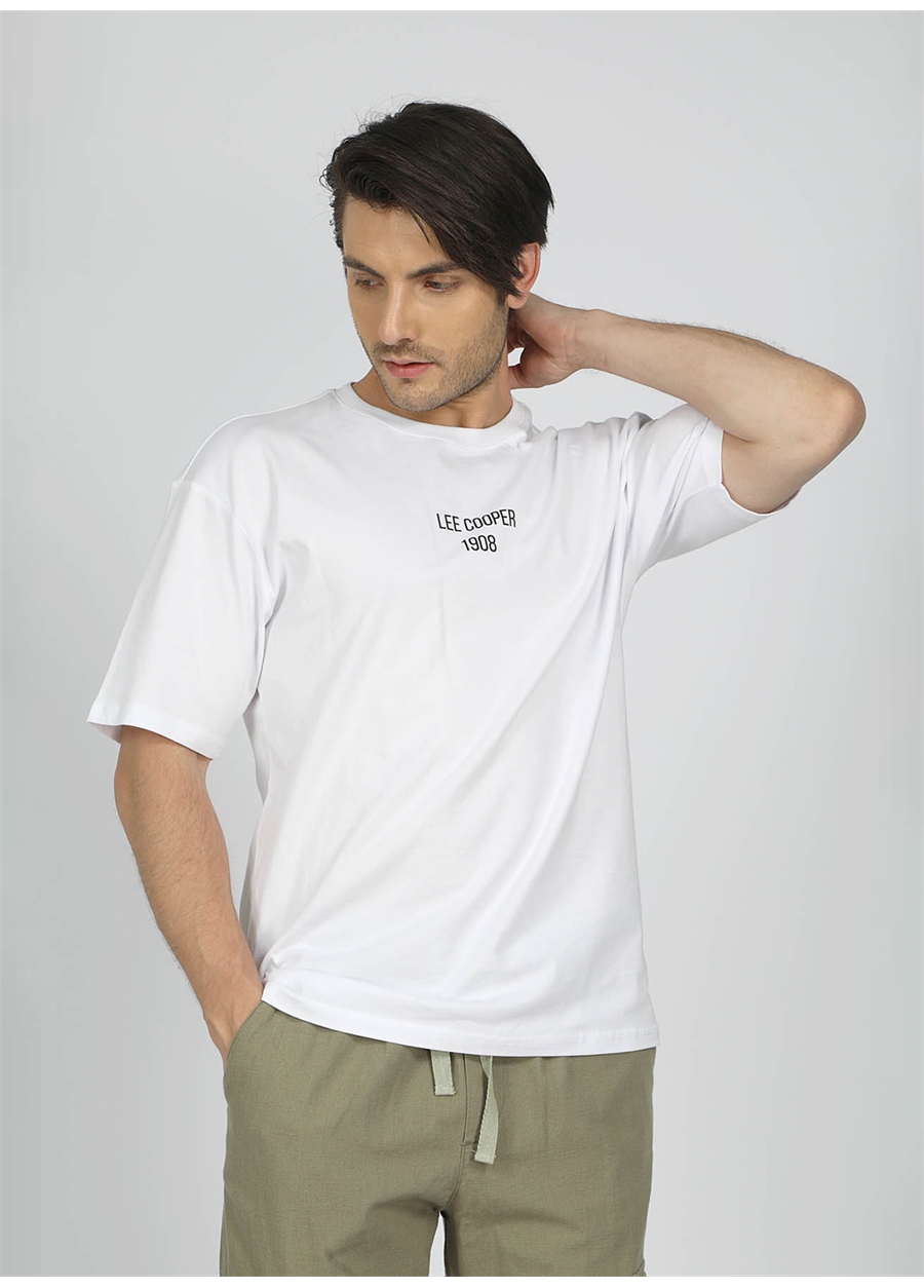 Lee Cooper Yuvarlak Yaka Beyaz Erkek T-Shirt 242 LCM 242020 ARTAUD BEYAZ_2