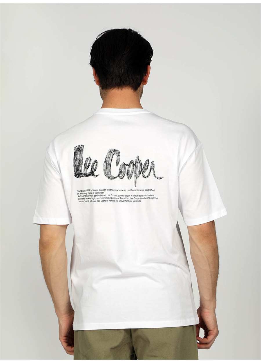 Lee Cooper Yuvarlak Yaka Beyaz Erkek T-Shirt 242 LCM 242020 ARTAUD BEYAZ_4