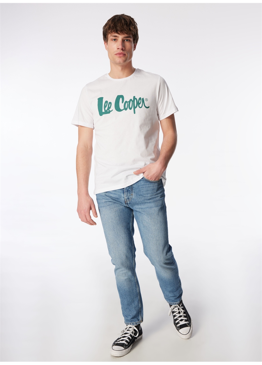 Lee Cooper Yuvarlak Yaka Beyaz Erkek T-Shirt 242 LCM 242017 LONDONLOGO BEYAZ-Y_1