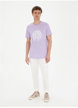 U.S. Polo Assn. Bisiklet Yaka Lila Erkek T-Shirt DORA_3