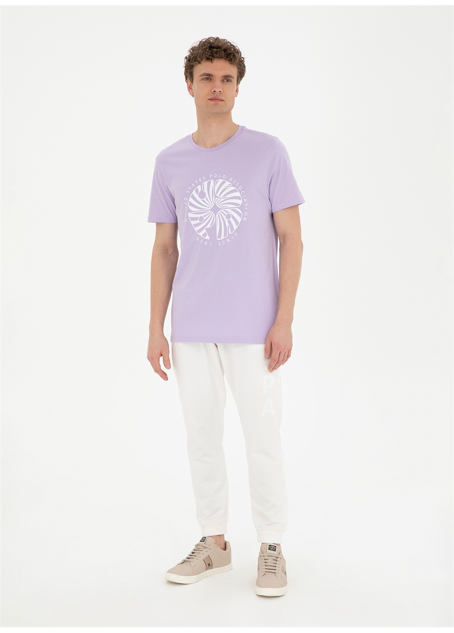 U.S. Polo Assn. Bisiklet Yaka Lila Erkek T-Shirt DORA_3