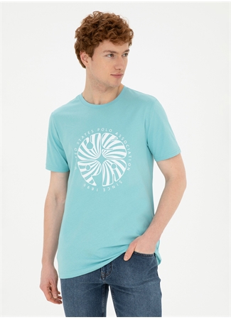 U.S. Polo Assn. Bisiklet Yaka Mint Erkek T-Shirt DORA_0