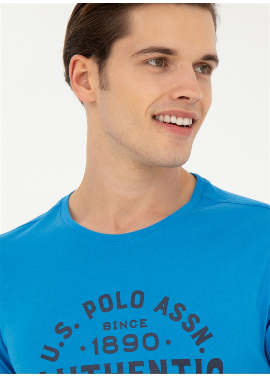 U.S. Polo Assn. Bisiklet Yaka Saks Erkek T-Shirt EVLET_0