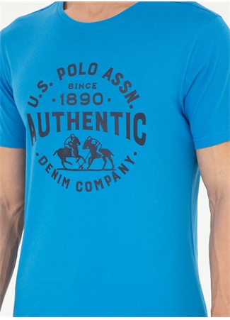 U.S. Polo Assn. Bisiklet Yaka Saks Erkek T-Shirt EVLET_4