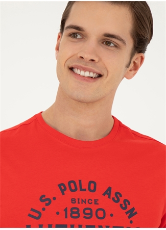 U.S. Polo Assn. Bisiklet Yaka Kırmızı Erkek T-Shirt EVLET_0