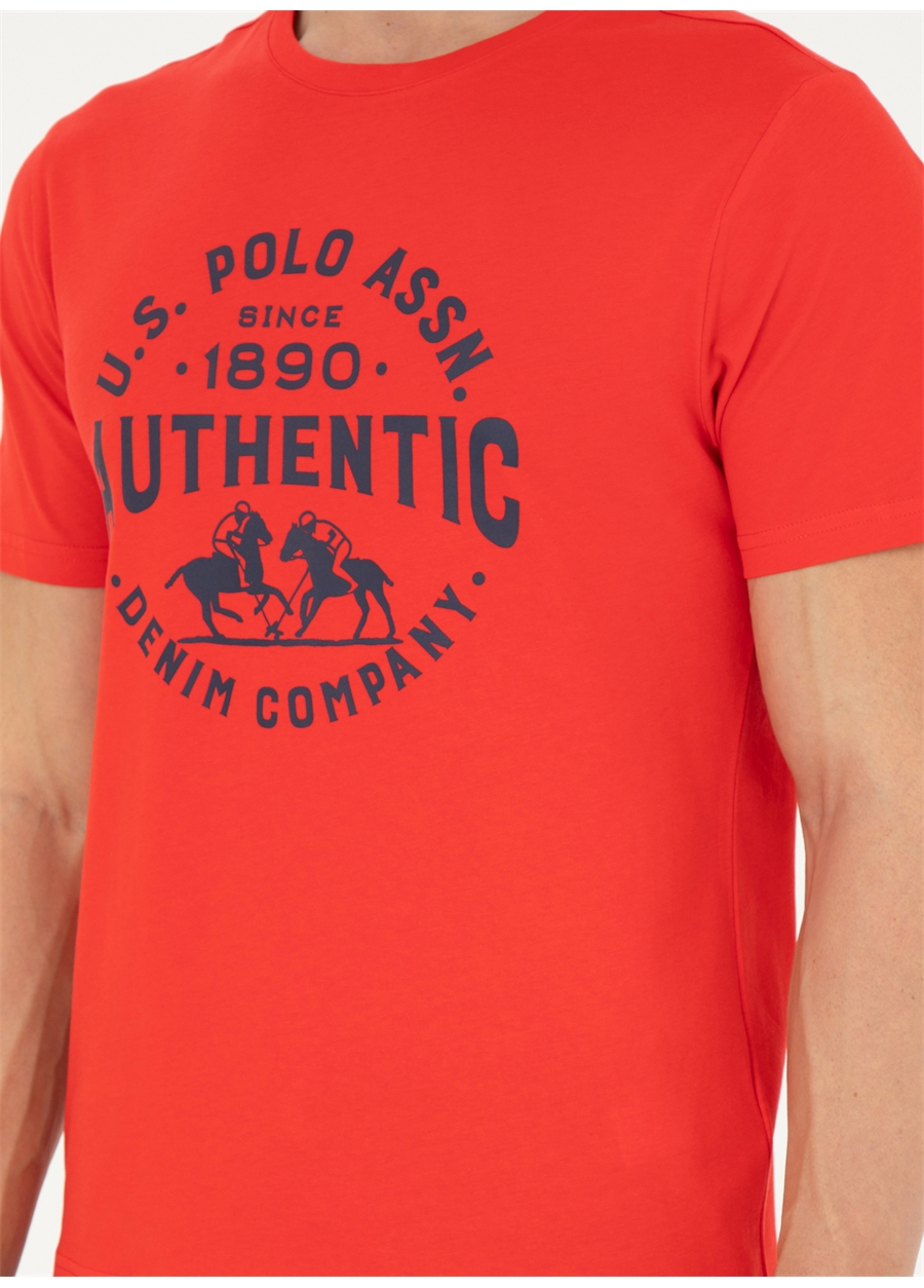 U.S. Polo Assn. Bisiklet Yaka Kırmızı Erkek T-Shirt EVLET_4