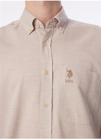 U.S. Polo Assn. Regular Fit Düğmeli Yaka Ekru Erkek Gömlek FERNA_3