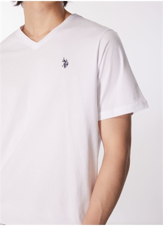 U.S. Polo Assn. V Yaka Beyaz Erkek T-Shirt GTS02IY024_3